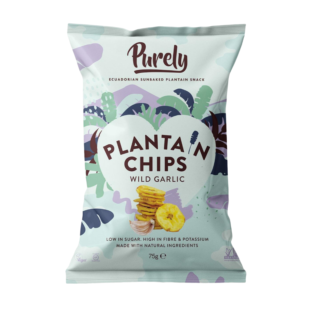 Purely Plantain Chips Wild Garlic - Sharing Bag