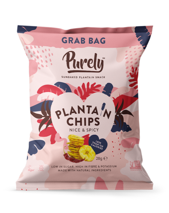 Purely Plantain Chips Nice & Spicy Grab Bag Visual Front